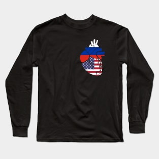 Russia and USA flag heart Long Sleeve T-Shirt